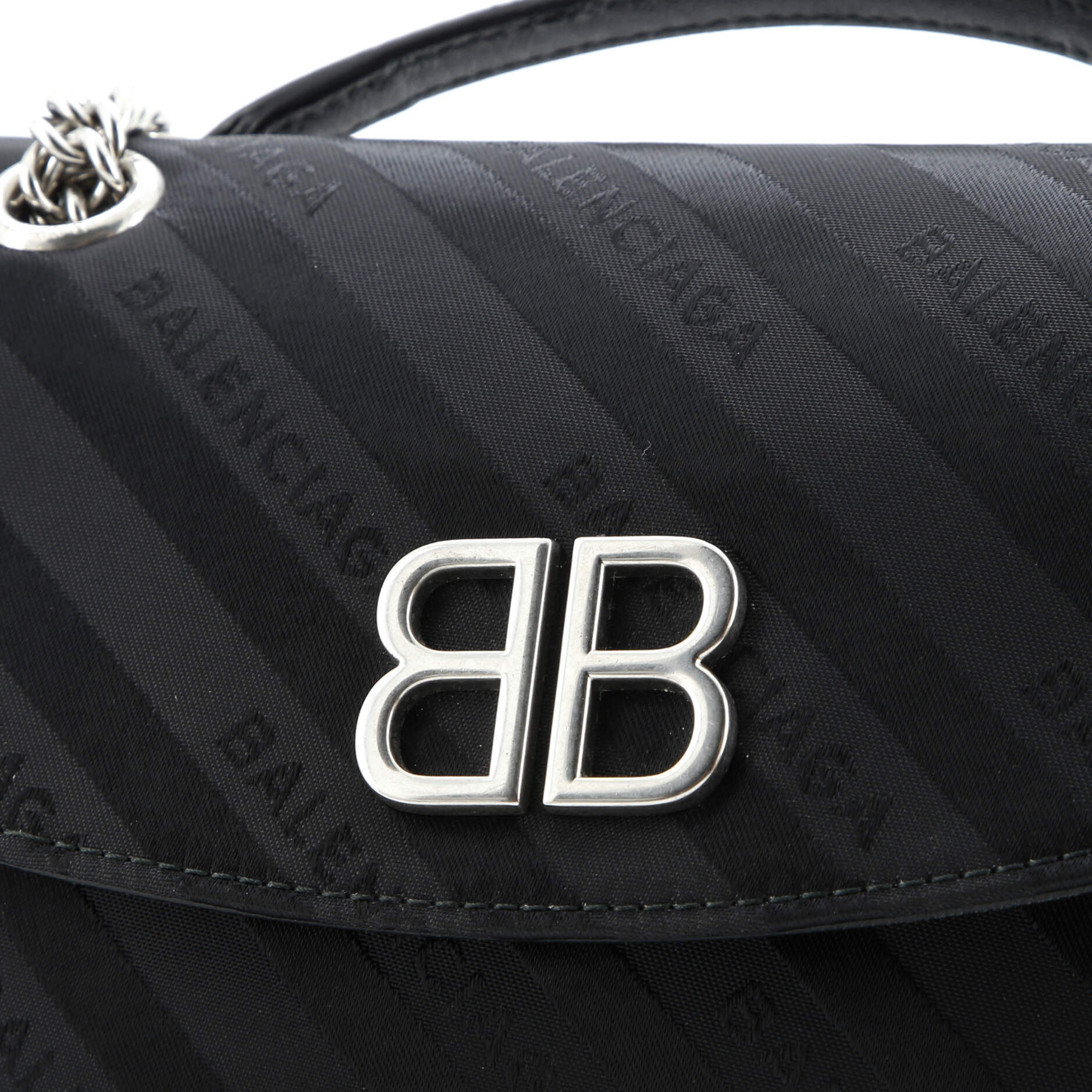 Pre-Loved Balenciaga BB Chain Round Shoulder Bag Jacquard Small - Image 6