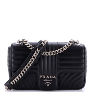 Pre-Loved Prada Chain Flap Shoulder Bag Diagramme Quilted Leather Medium