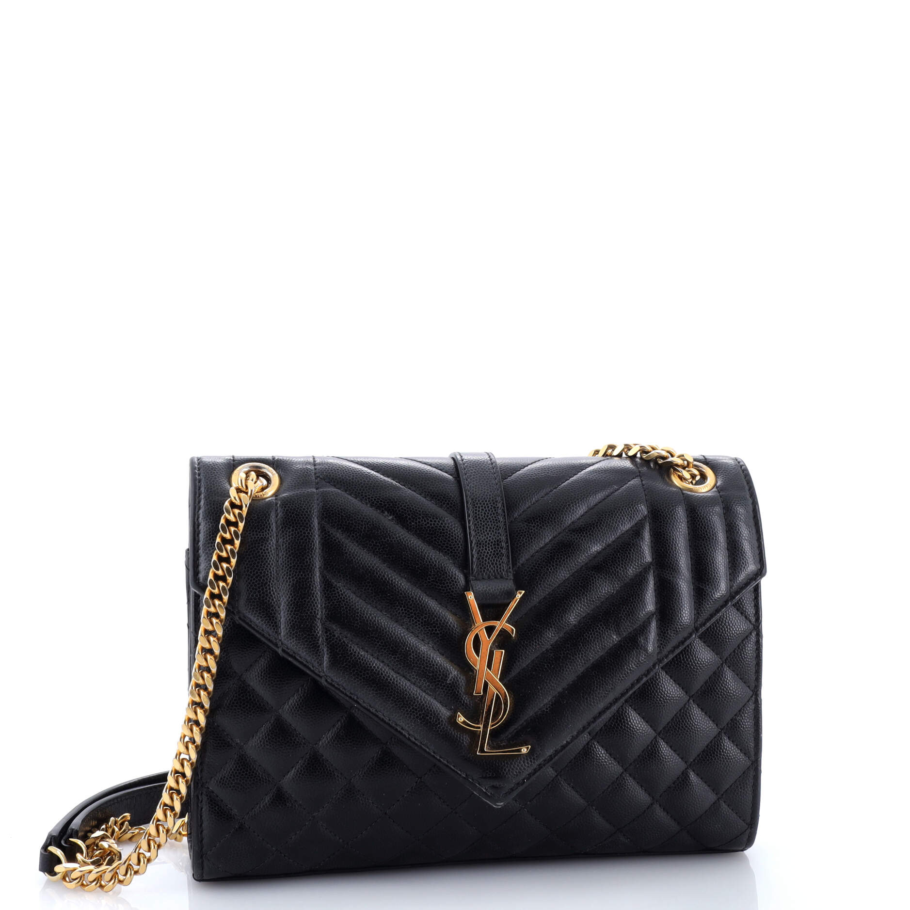 Pre-Loved Saint Laurent Classic Monogram Envelope Satchel Mixed Matelasse Leather Medium - Image 2