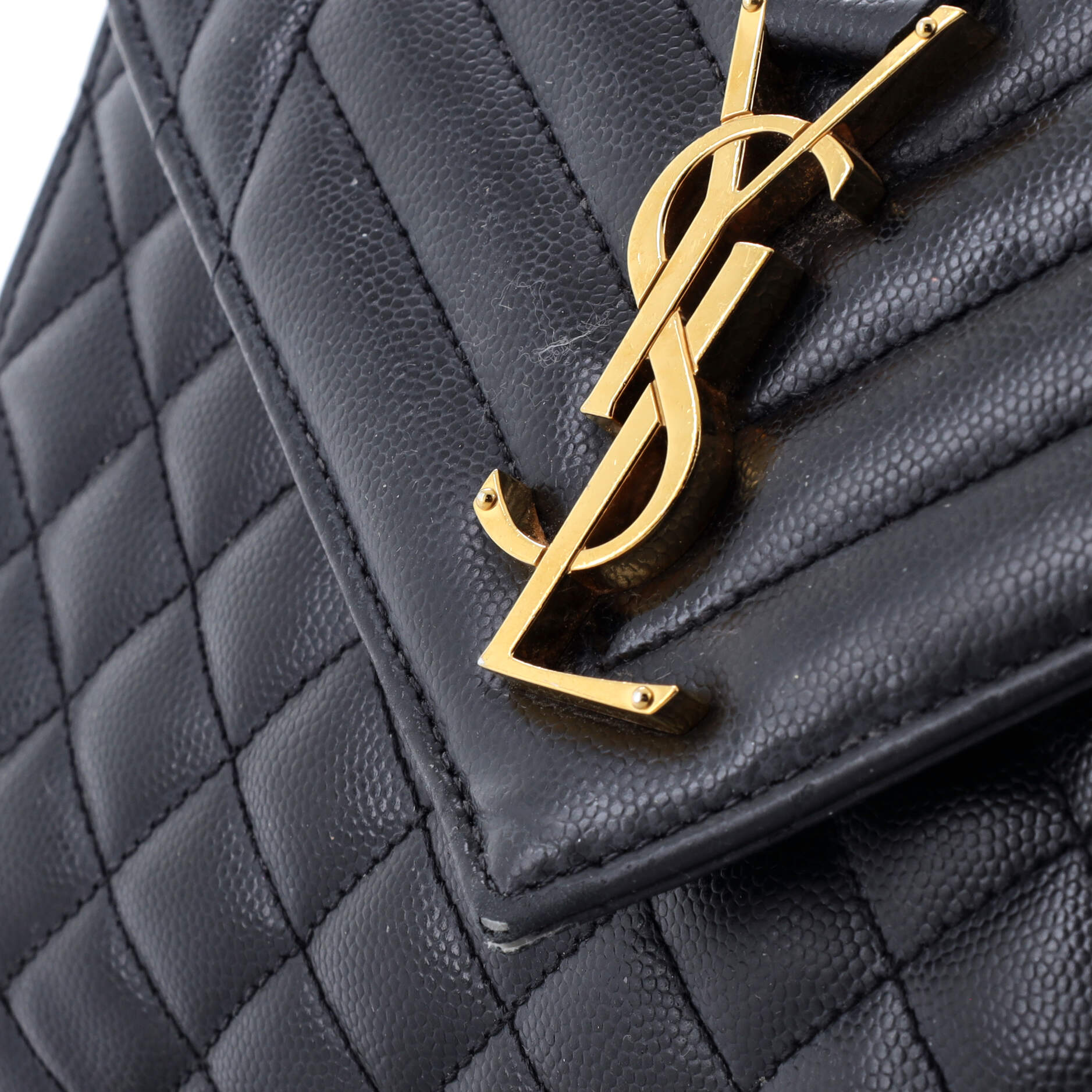 Pre-Loved Saint Laurent Classic Monogram Envelope Satchel Mixed Matelasse Leather Medium - Image 7