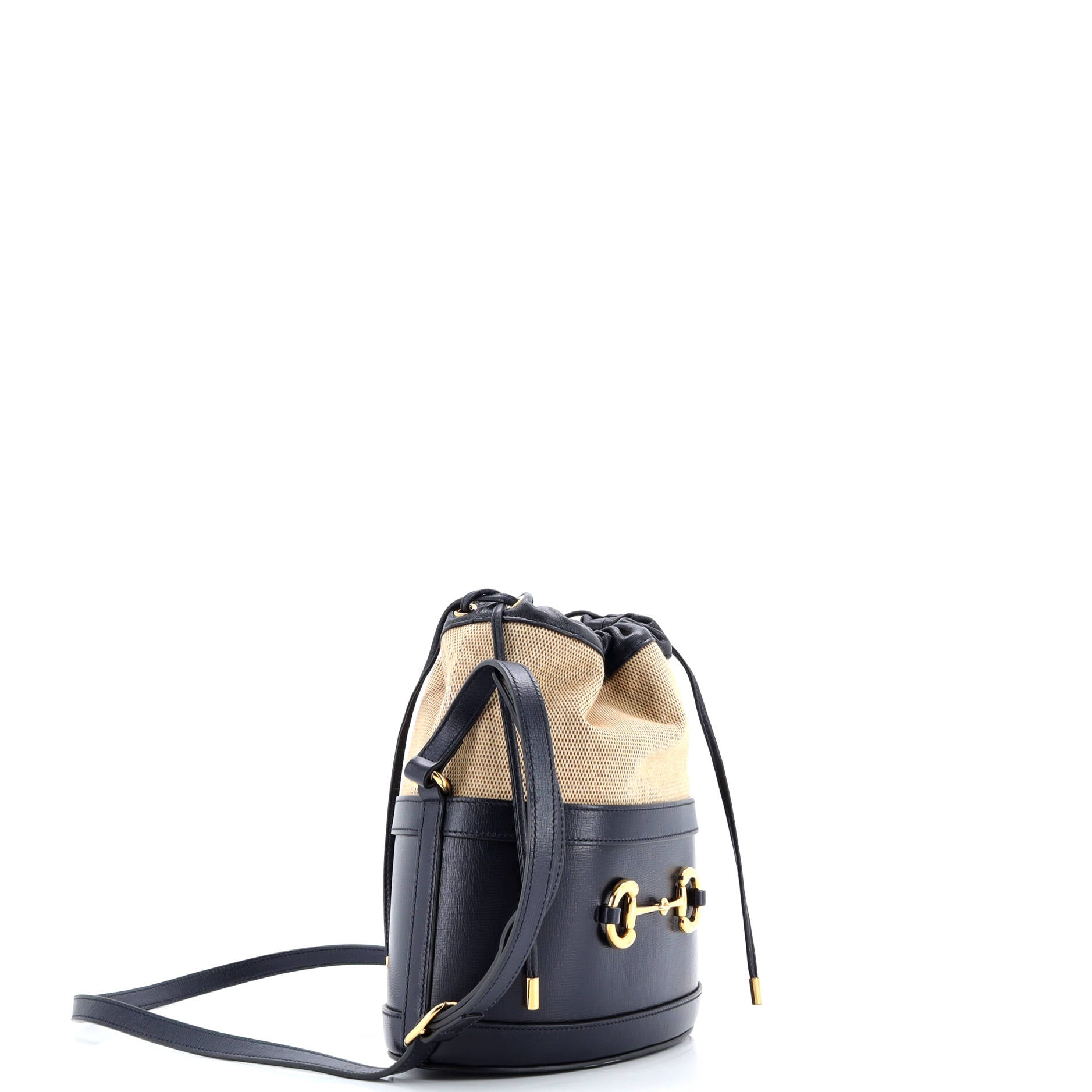 Pre-Loved Gucci Horsebit 1955 Bucket Crossbody Bag Leather and Canvas Small - Image 2