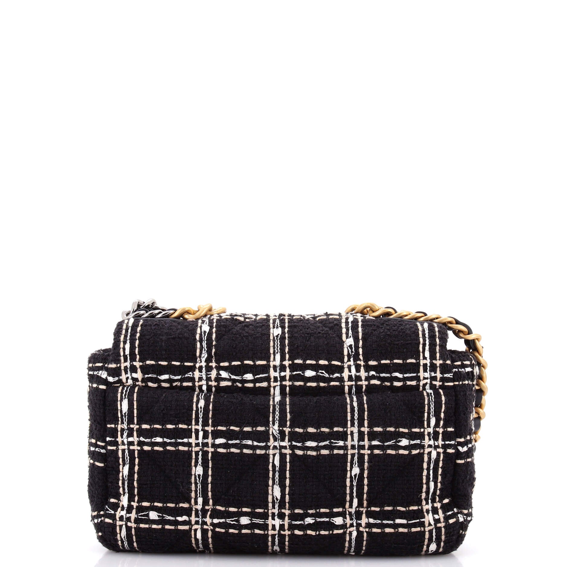 Pre-Loved Chanel 19 Flap Bag Quilted Tweed Medium - Image 3