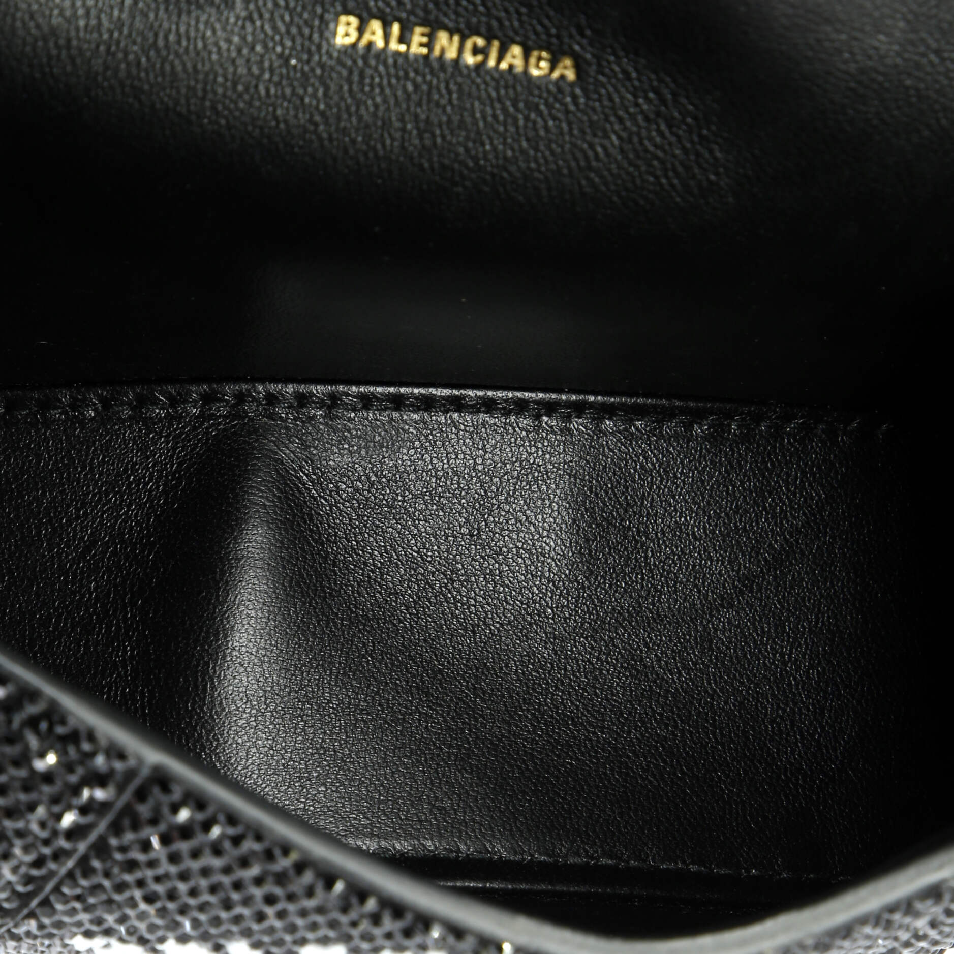 Pre-Loved Balenciaga Hourglass Top Handle Bag Suede and Allover Logo Crystals XS - Image 5