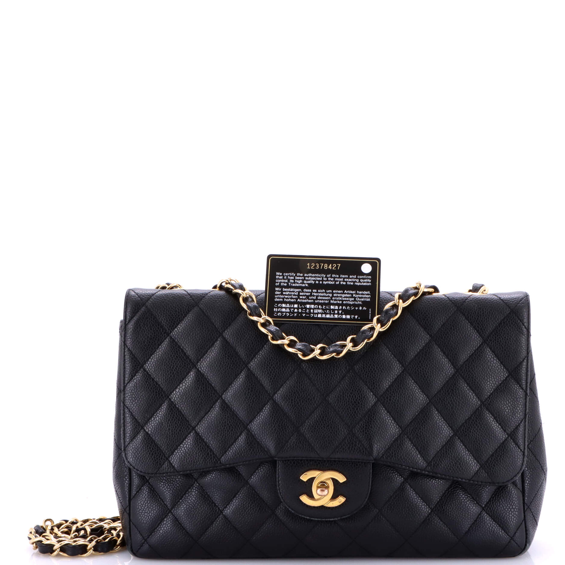 Pre-Loved Chanel Classic Double Flap Bag Quilted Caviar Jumbo - Image 2