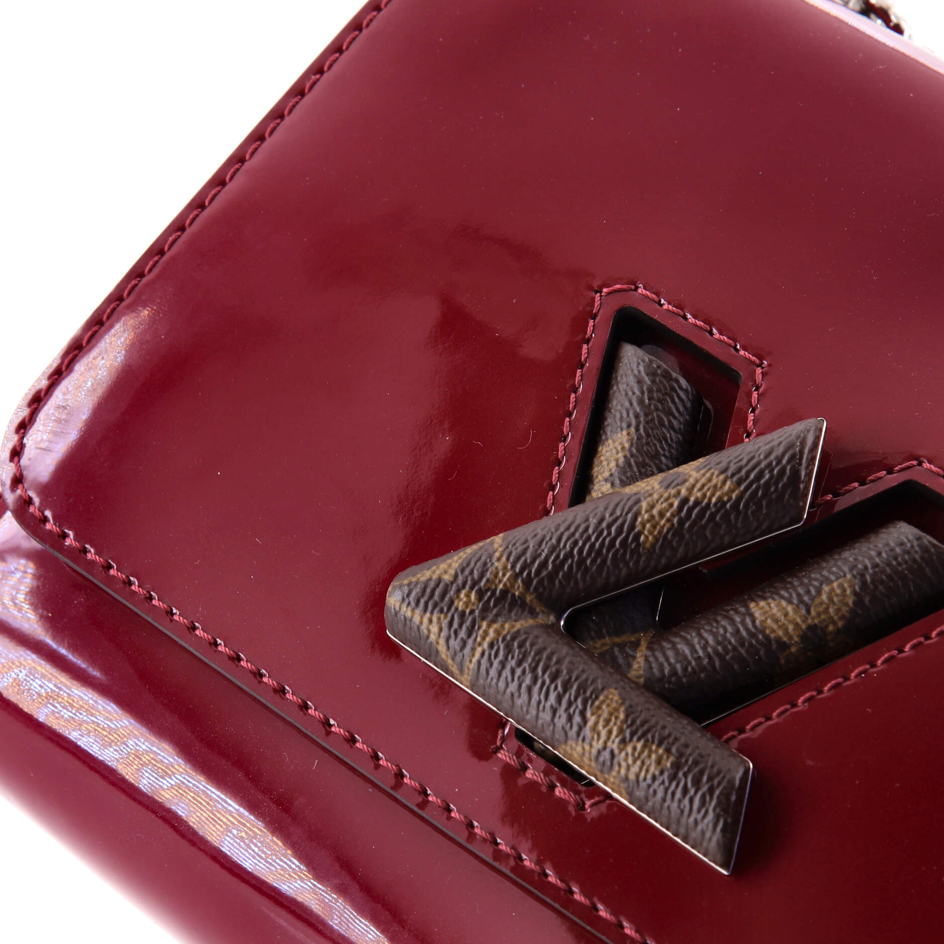 Pre-Loved Louis Vuitton Twist Handbag Vernis with Monogram Canvas PM - Image 6