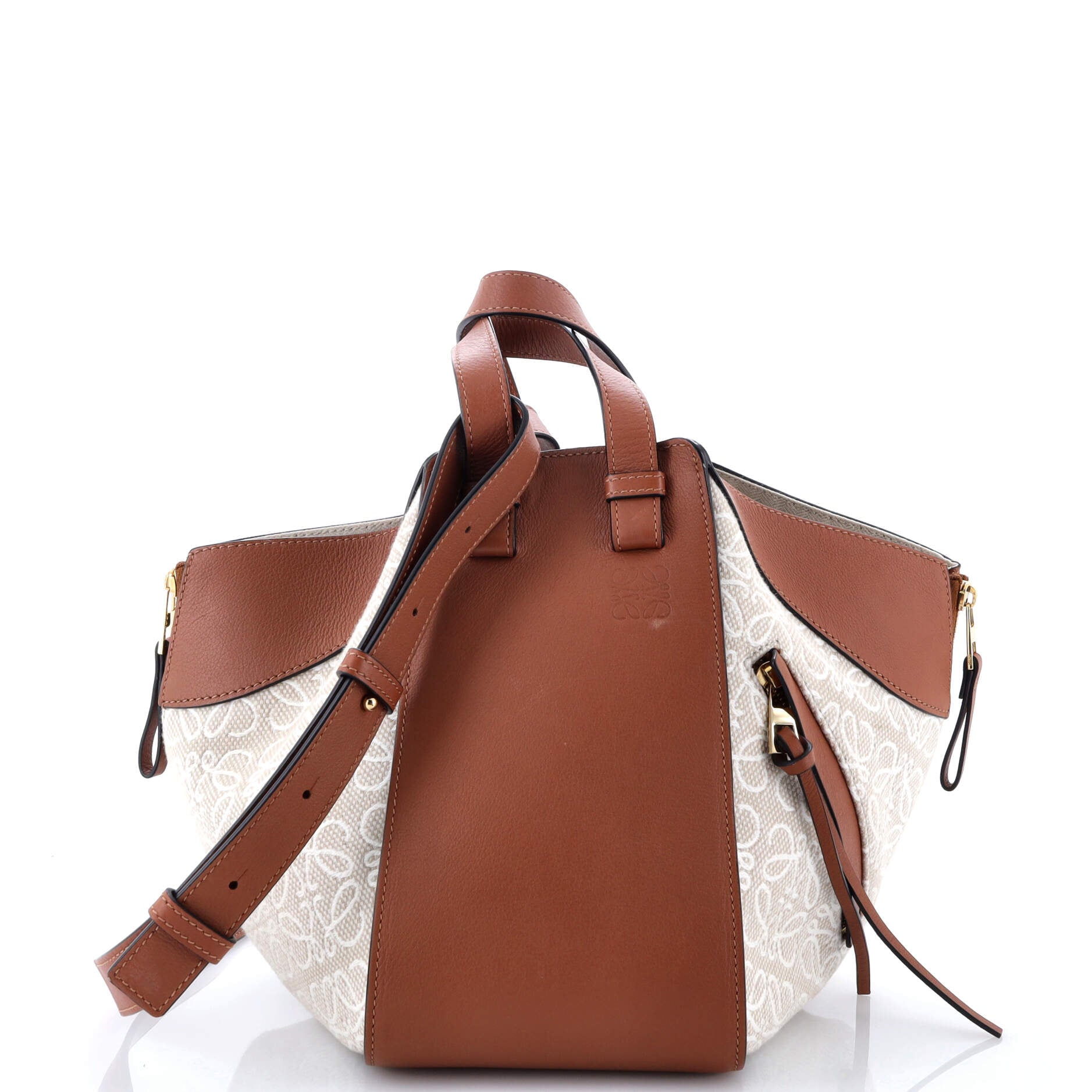 Pre-Loved Loewe Hammock Bag Leather and Anagram Jacquard Small