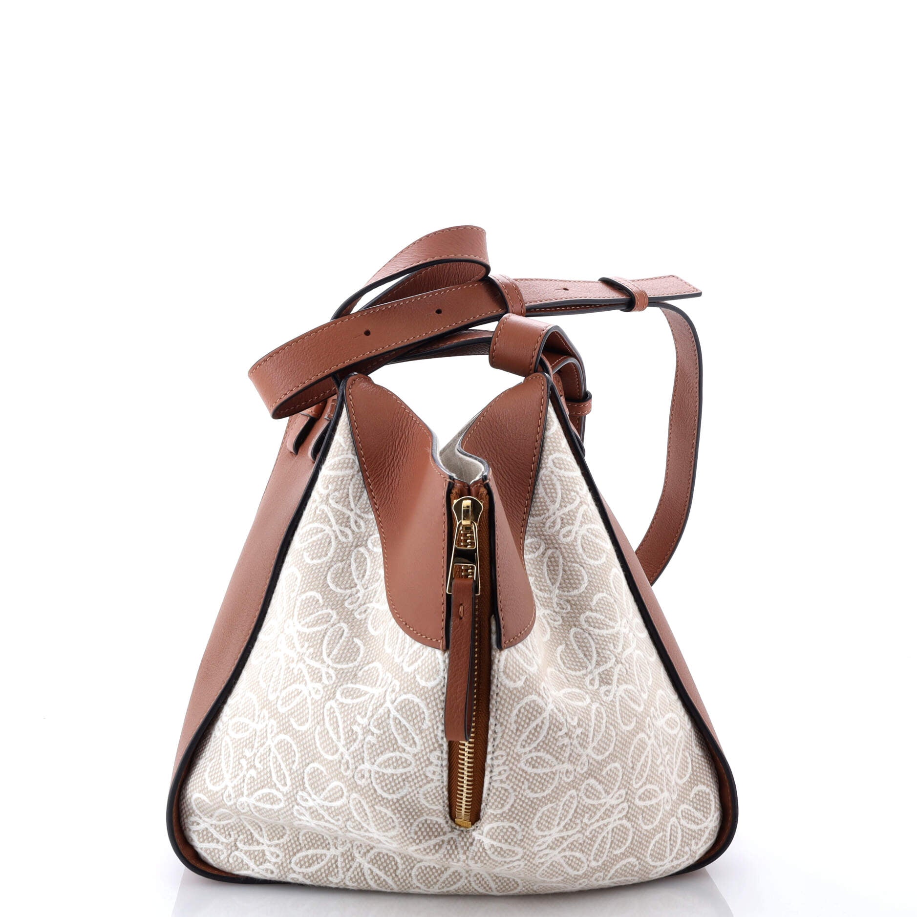 Pre-Loved Loewe Hammock Bag Leather and Anagram Jacquard Small - Image 3