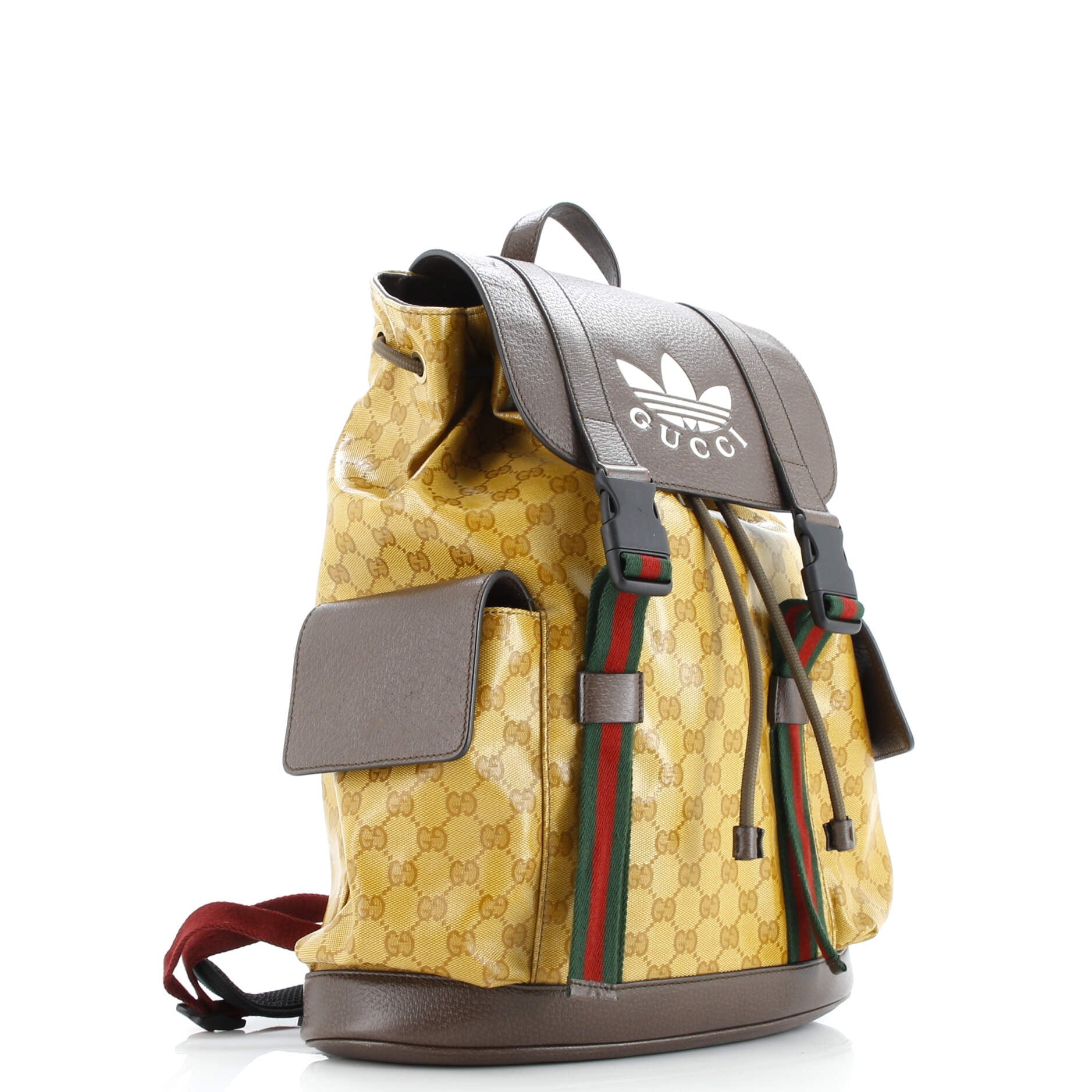 Pre-Loved Gucci x adidas Double Pocket Buckle Backpack GG Coated Canvas Medium - Image 2