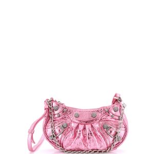 Pre-Loved Balenciaga Le Cagole Giant Studs Shoulder Bag Leather with Crystals Mini