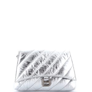 Pre-Loved Balenciaga Crush Chain Flap Bag Quilted Crushed Calfskin Small