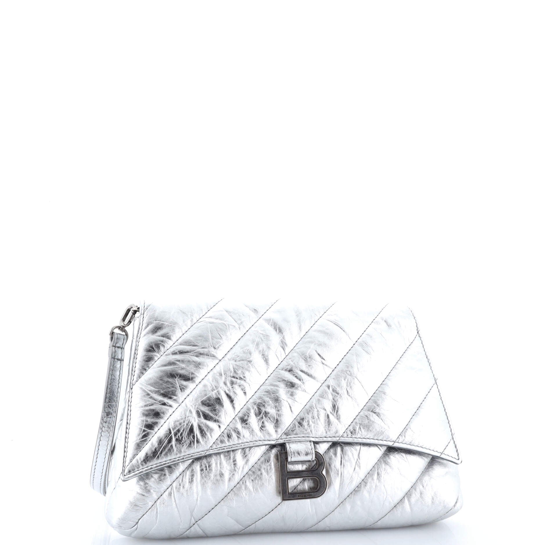 Pre-Loved Balenciaga Crush Chain Flap Bag Quilted Crushed Calfskin Small - Image 2