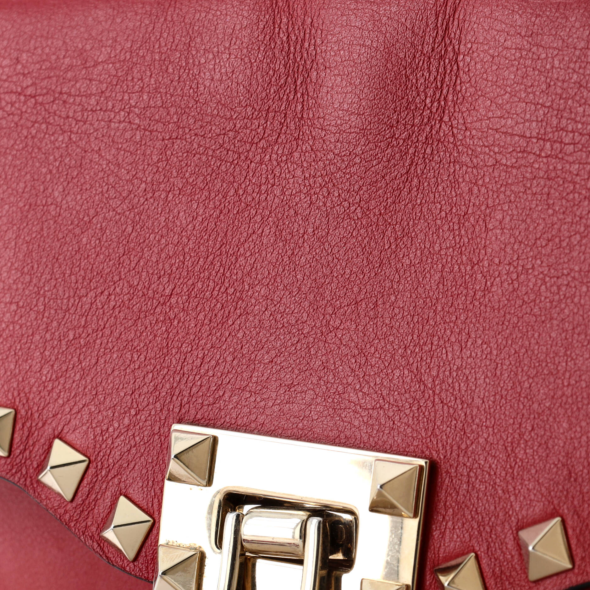 Pre-Loved Valentino Rockstud Flip Lock Flap Bag Leather Medium - Image 6