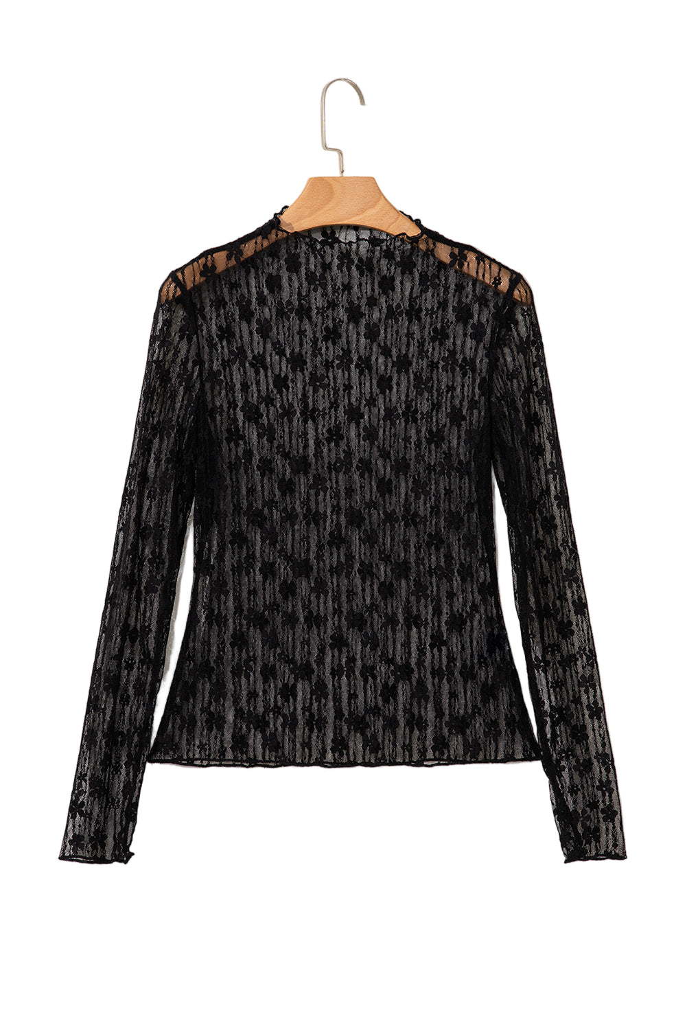 Threaded Pear Adalynn Sheer Floral Lace Long Sleeve Top - Image 9