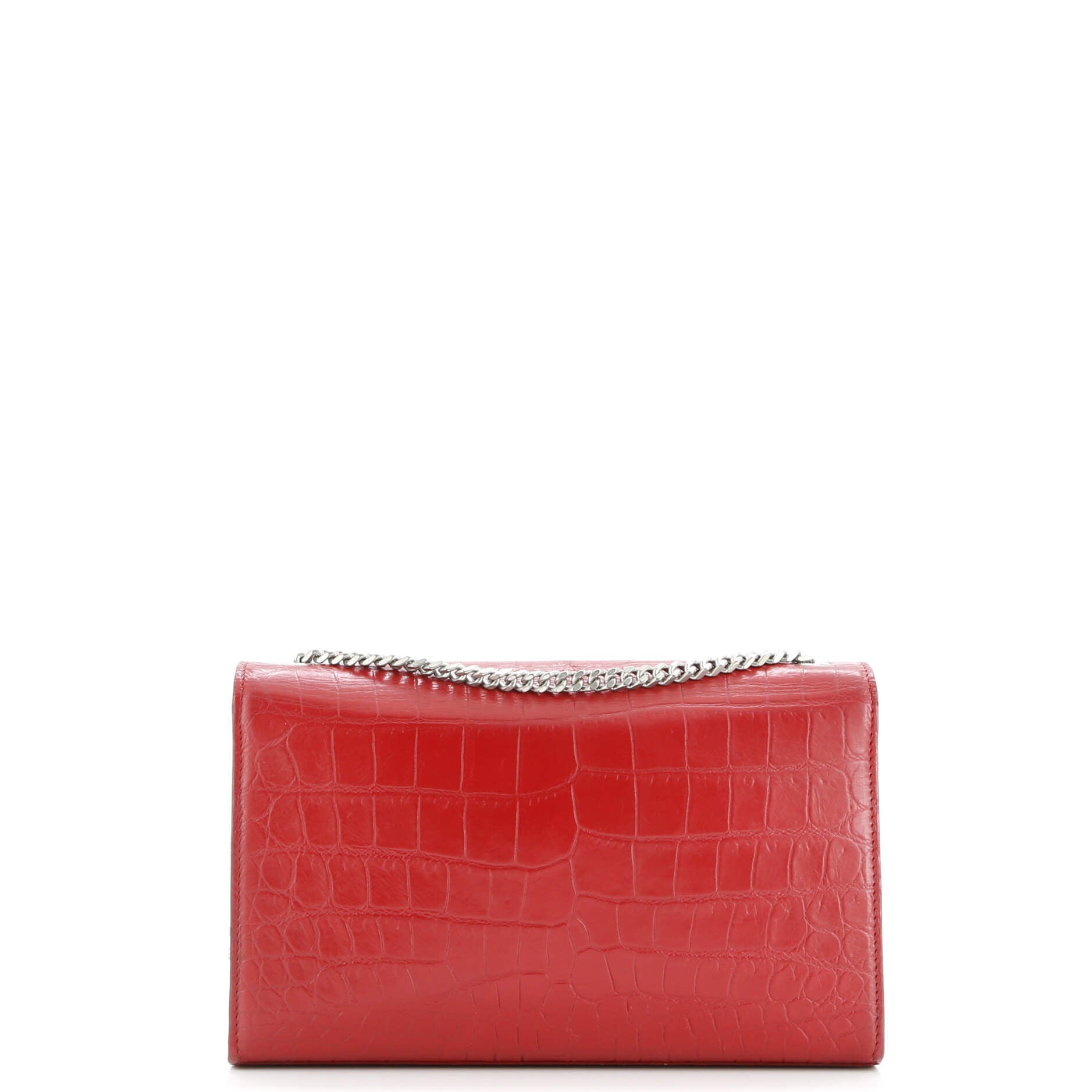 Pre-Loved Saint Laurent Classic Monogram Tassel Crossbody Bag Crocodile Embossed Leather Medium - Image 3