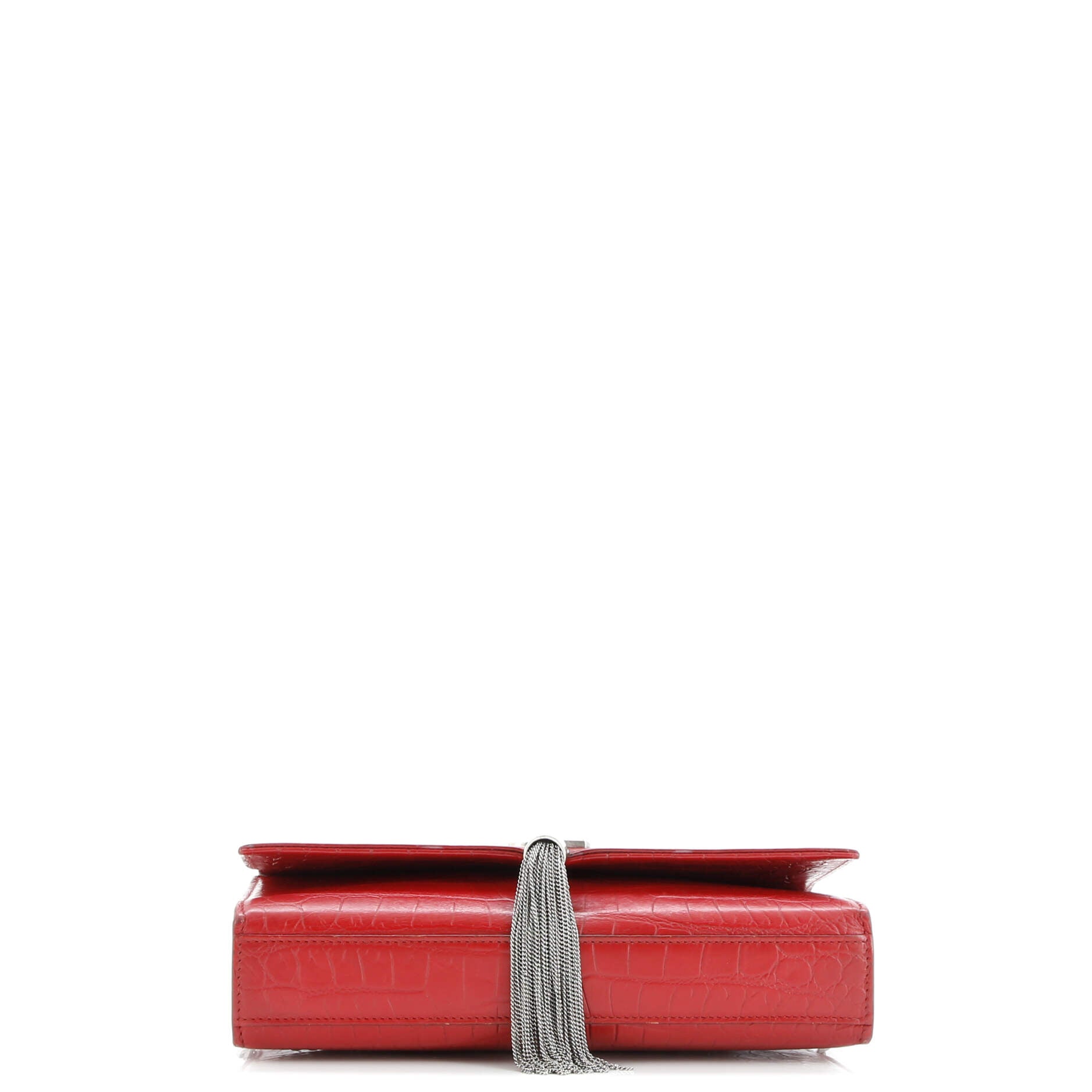 Pre-Loved Saint Laurent Classic Monogram Tassel Crossbody Bag Crocodile Embossed Leather Medium - Image 4