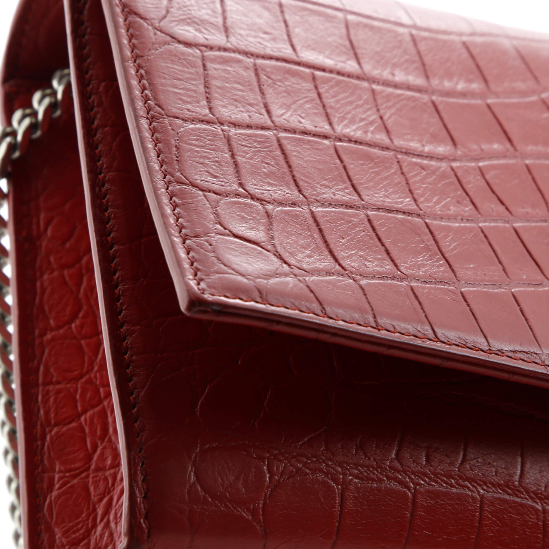 Pre-Loved Saint Laurent Classic Monogram Tassel Crossbody Bag Crocodile Embossed Leather Medium - Image 7