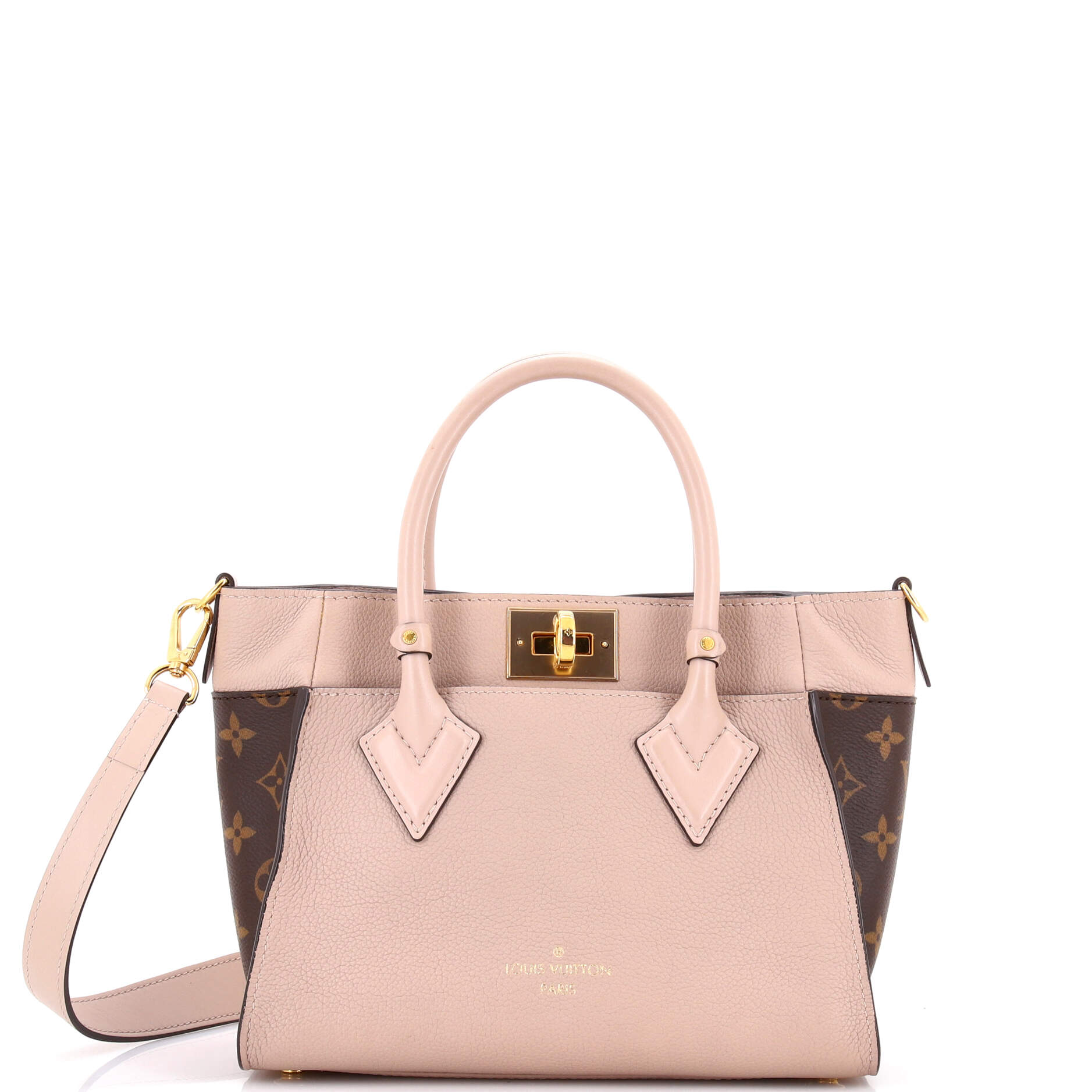 Pre-Loved Louis Vuitton On My Side Tote Leather with Monogram Canvas PM