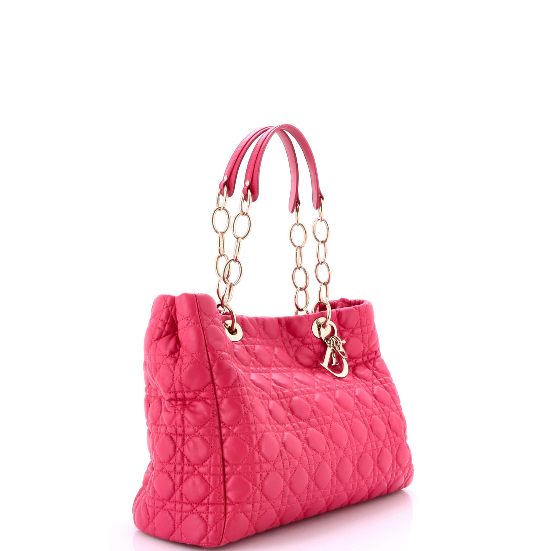 Pre-Loved Christian Dior Soft Chain Tote Cannage Quilt Lambskin Large - Image 2