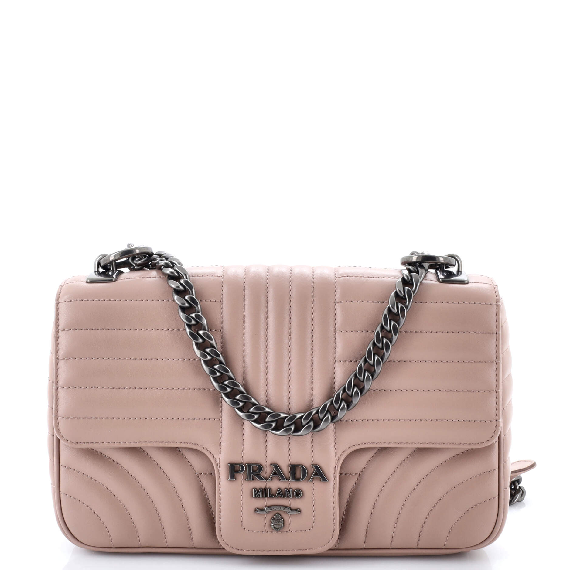 Pre-Loved Prada Chain Flap Shoulder Bag Diagramme Quilted Leather Medium