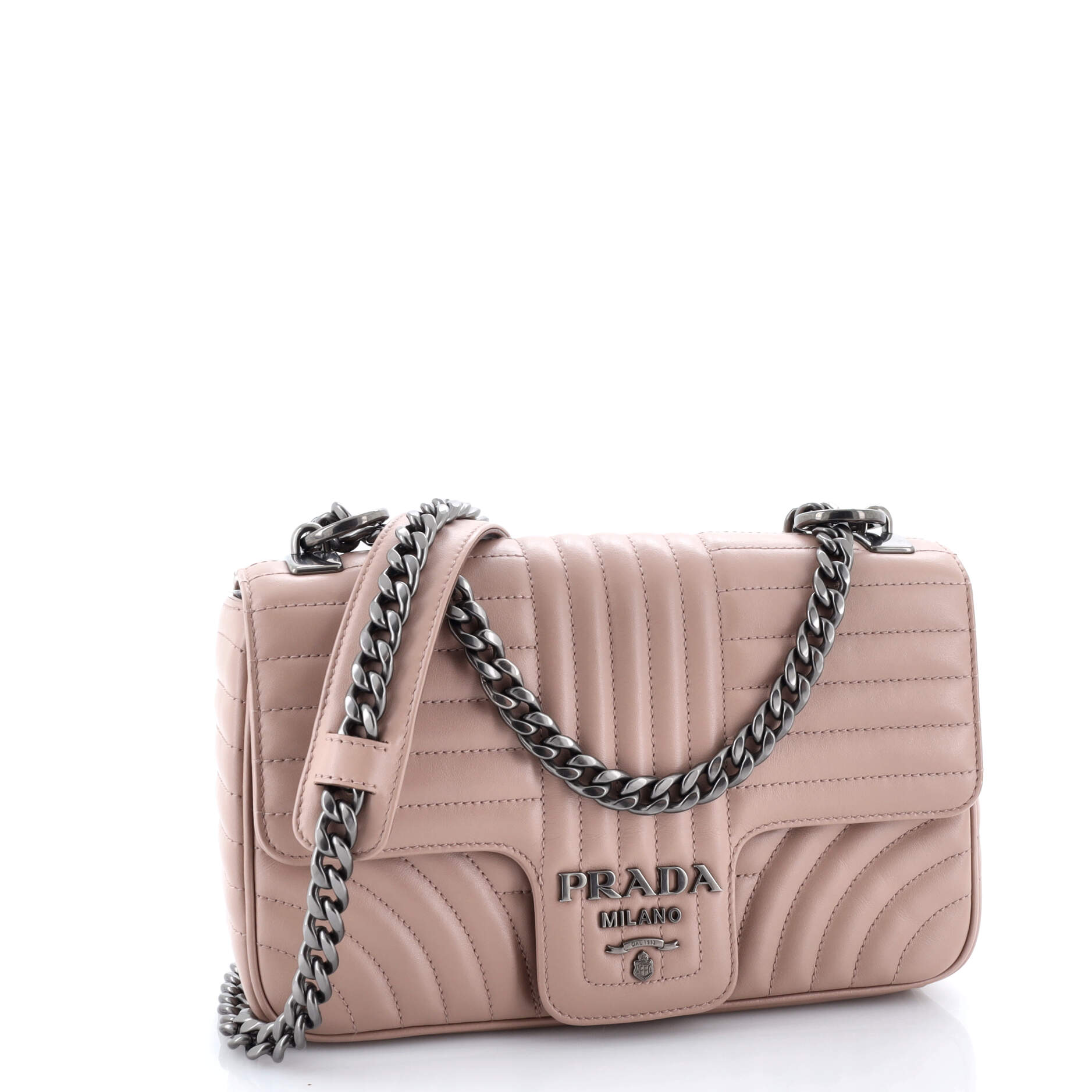 Pre-Loved Prada Chain Flap Shoulder Bag Diagramme Quilted Leather Medium - Image 2