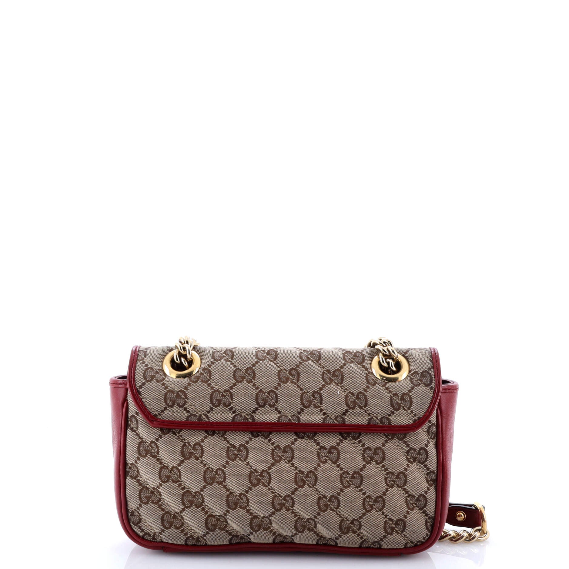 Pre-Loved Gucci GG Marmont Flap Bag Diagonal Quilted GG Canvas with Leather Mini - Image 6