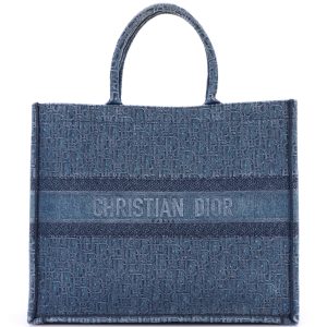 Pre-Loved Christian Dior Book Tote Oblique Denim Large