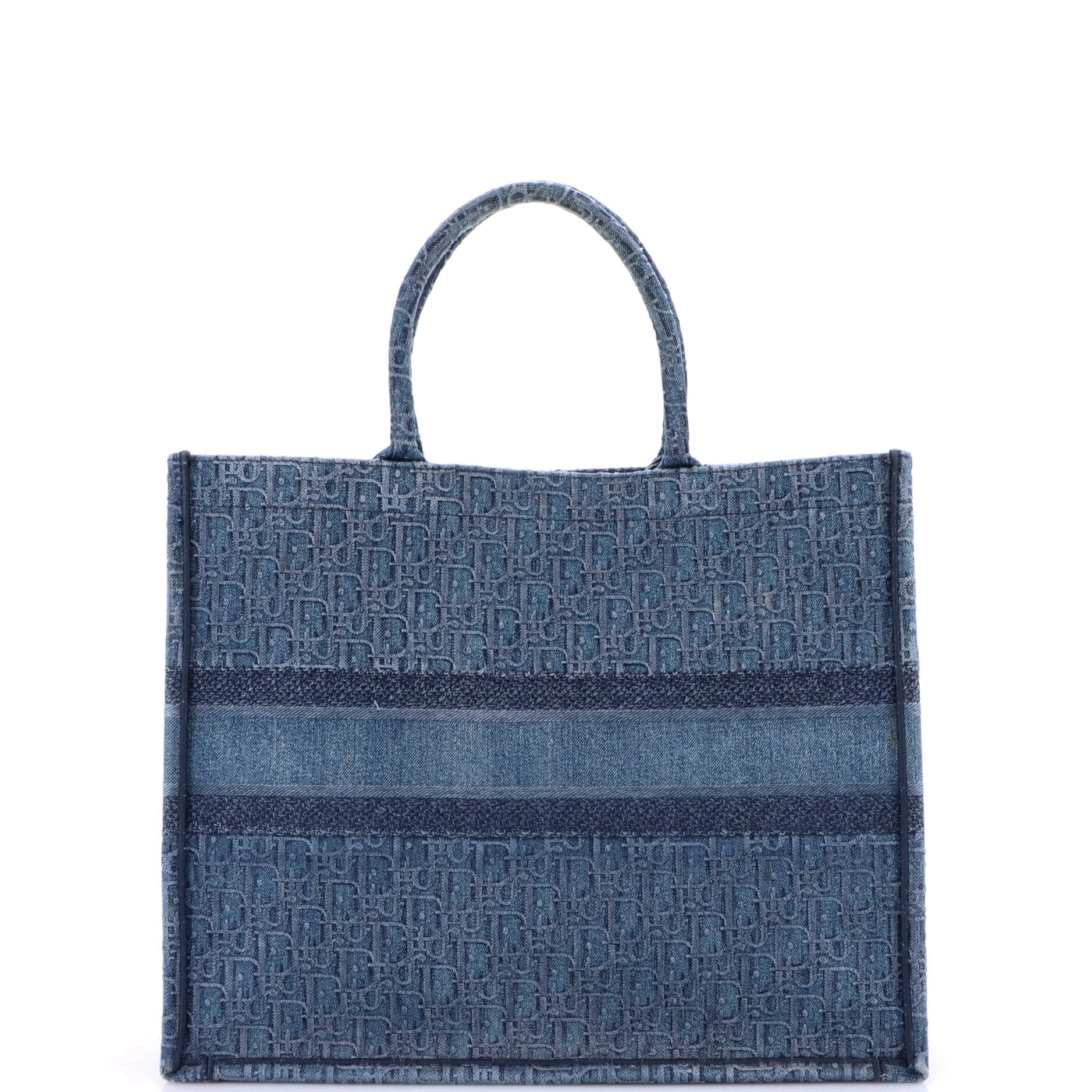 Pre-Loved Christian Dior Book Tote Oblique Denim Large - Image 3