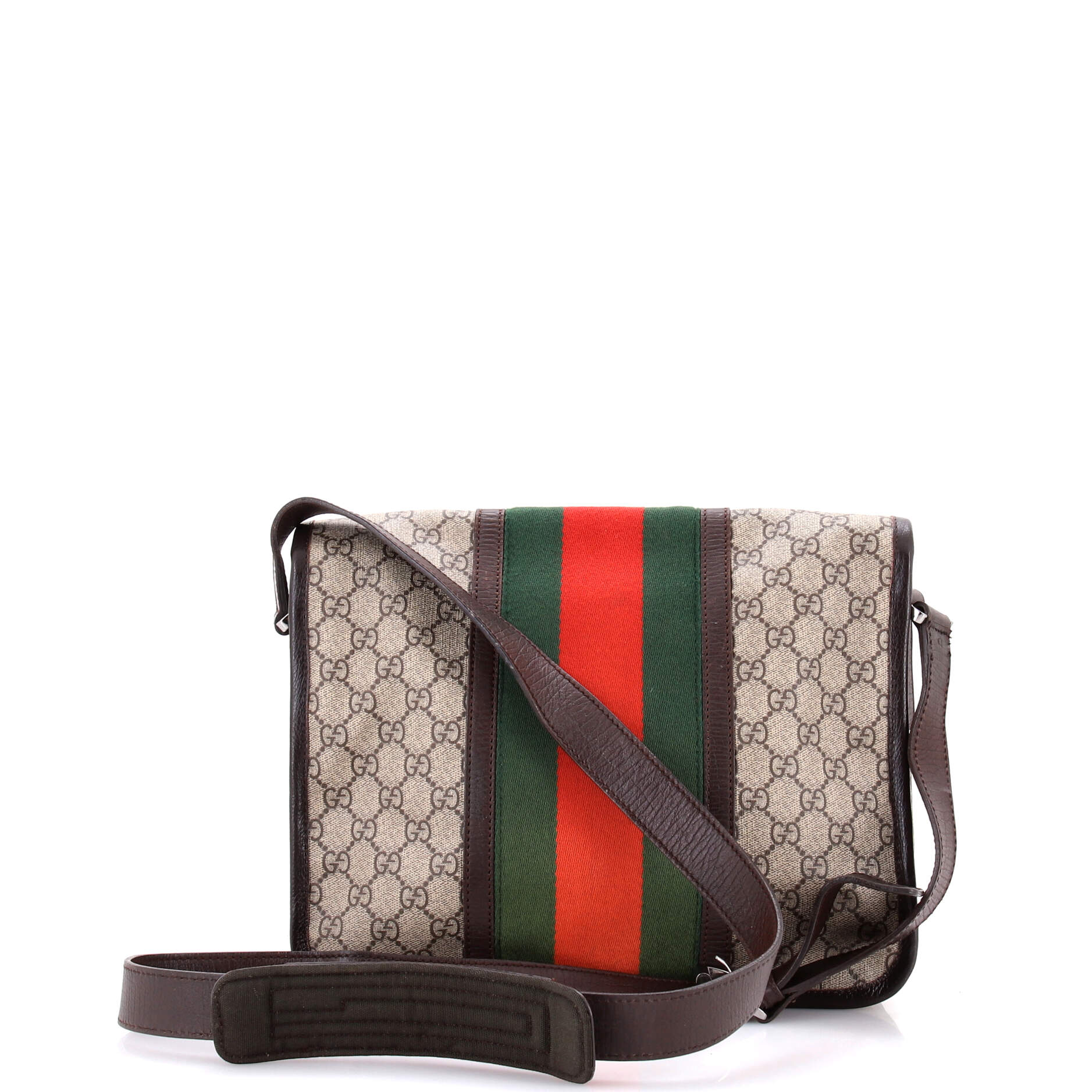 Pre-Loved Gucci Web Flap Messenger Bag GG Coated Canvas Medium - Image 3