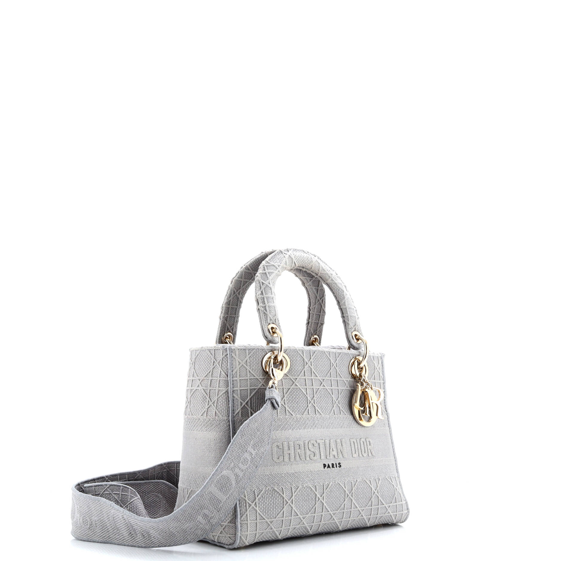 Pre-Loved Christian Dior Lady D-Lite Bag Cannage Embroidered Canvas Medium - Image 2