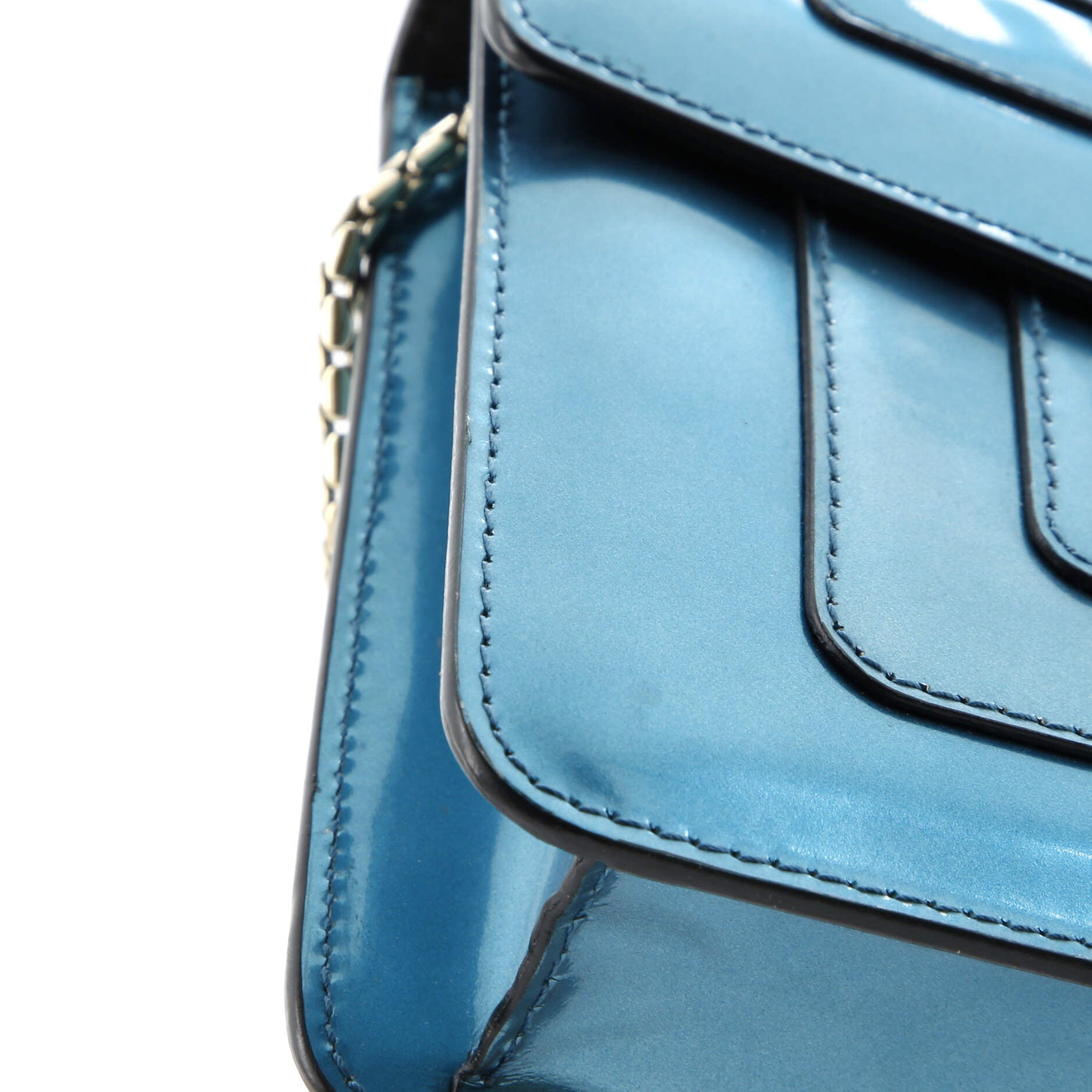 Pre-Loved Bvlgari Serpenti Forever Square Shoulder Bag Metallic Leather Small - Image 8