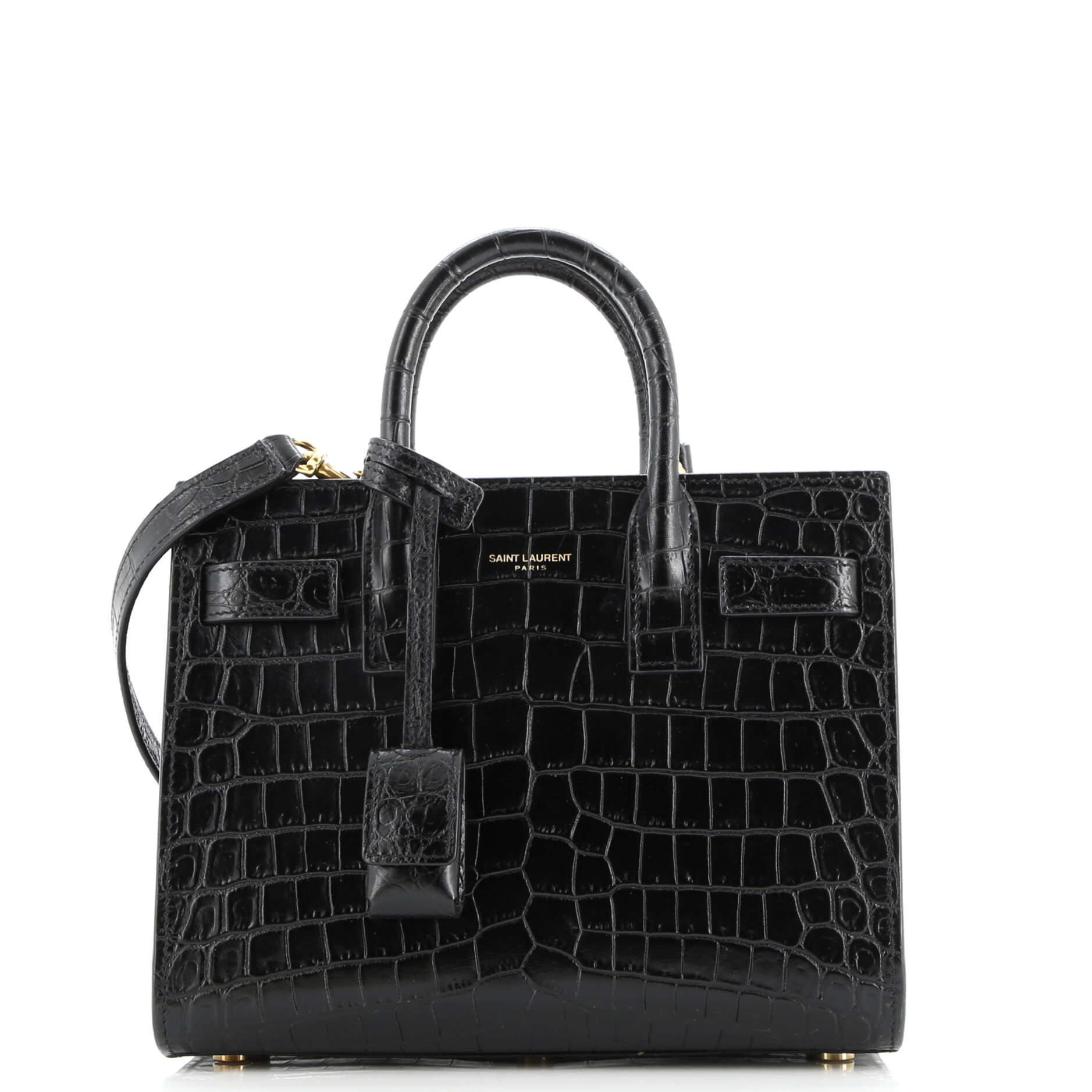 Pre-Loved Saint Laurent Sac de Jour NM Bag Crocodile Embossed Leather Nano
