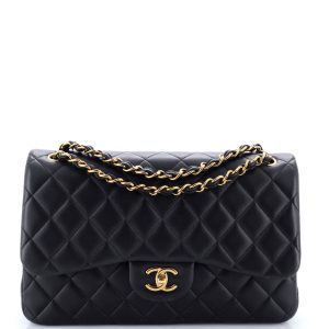 Pre-Loved Chanel Classic Double Flap Bag Quilted Lambskin Jumbo