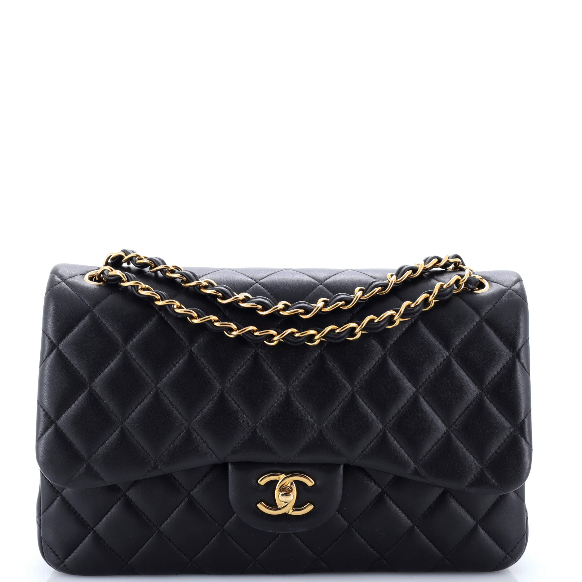 Pre-Loved Chanel Classic Double Flap Bag Quilted Lambskin Jumbo