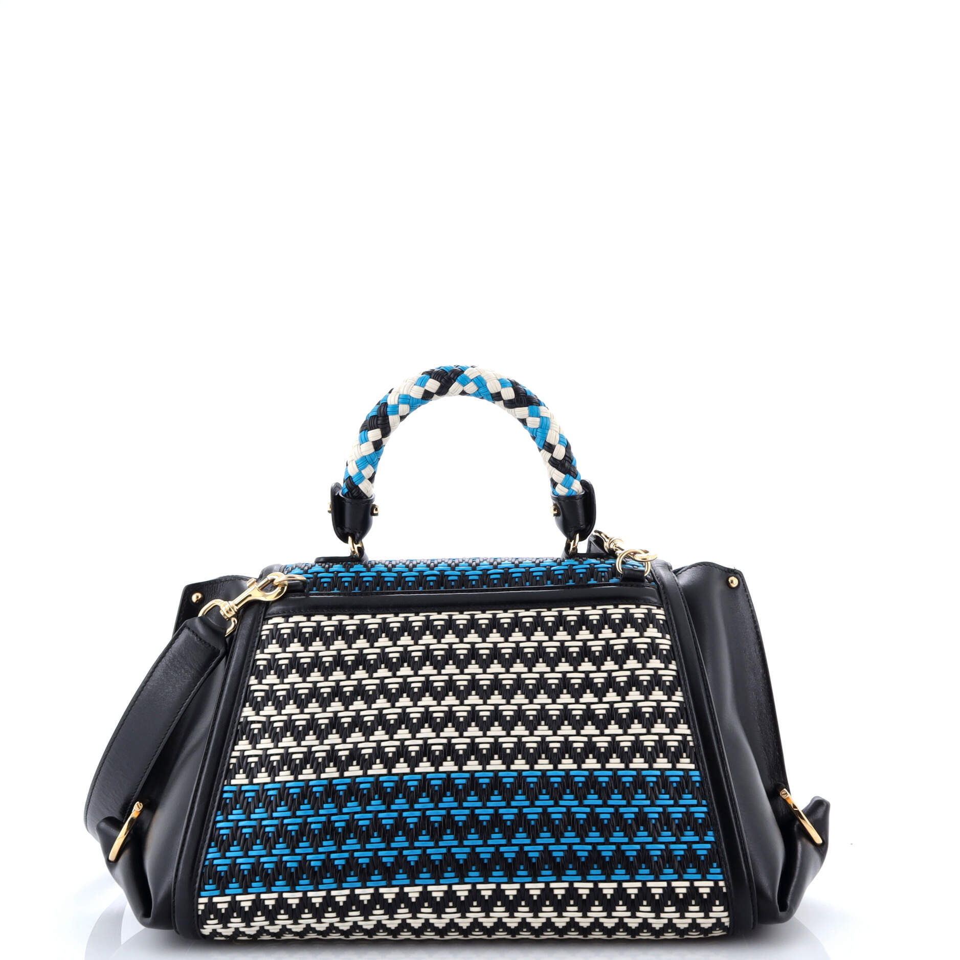 Pre-Loved Ferragamo Sofia Satchel Multicolor Woven Leather Medium - Image 3
