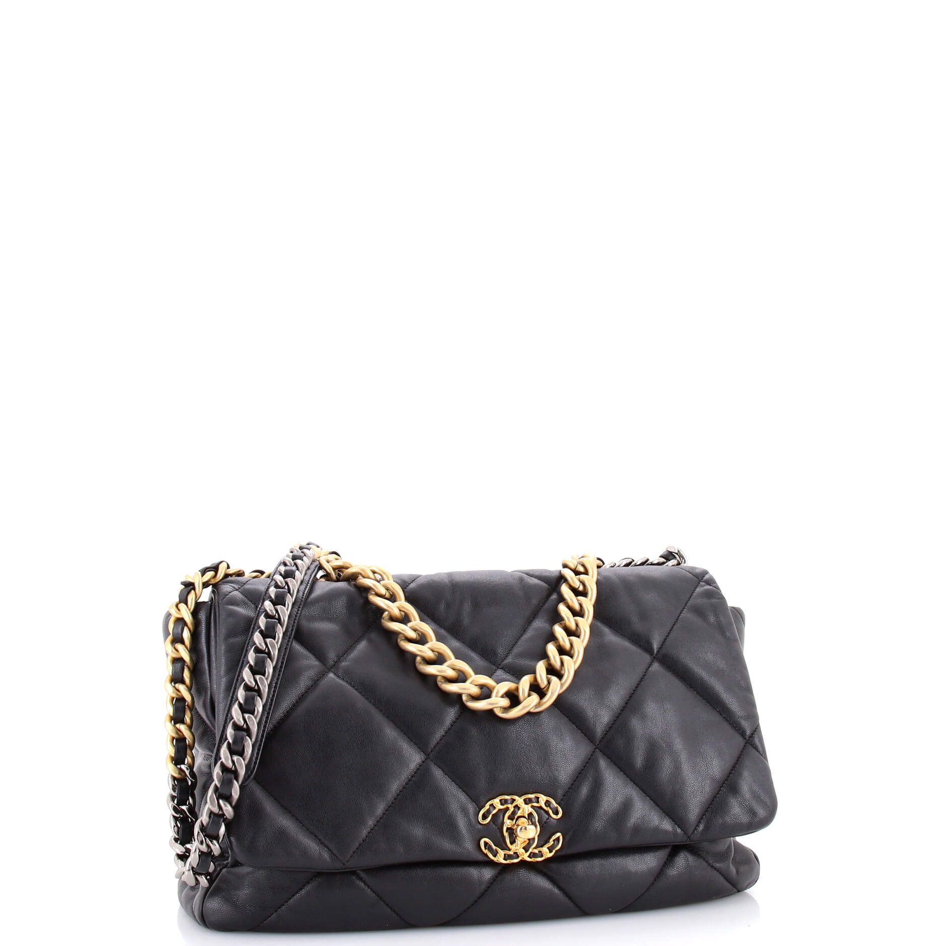 Pre-Loved Chanel 19 Flap Bag Quilted Leather Maxi - Image 3