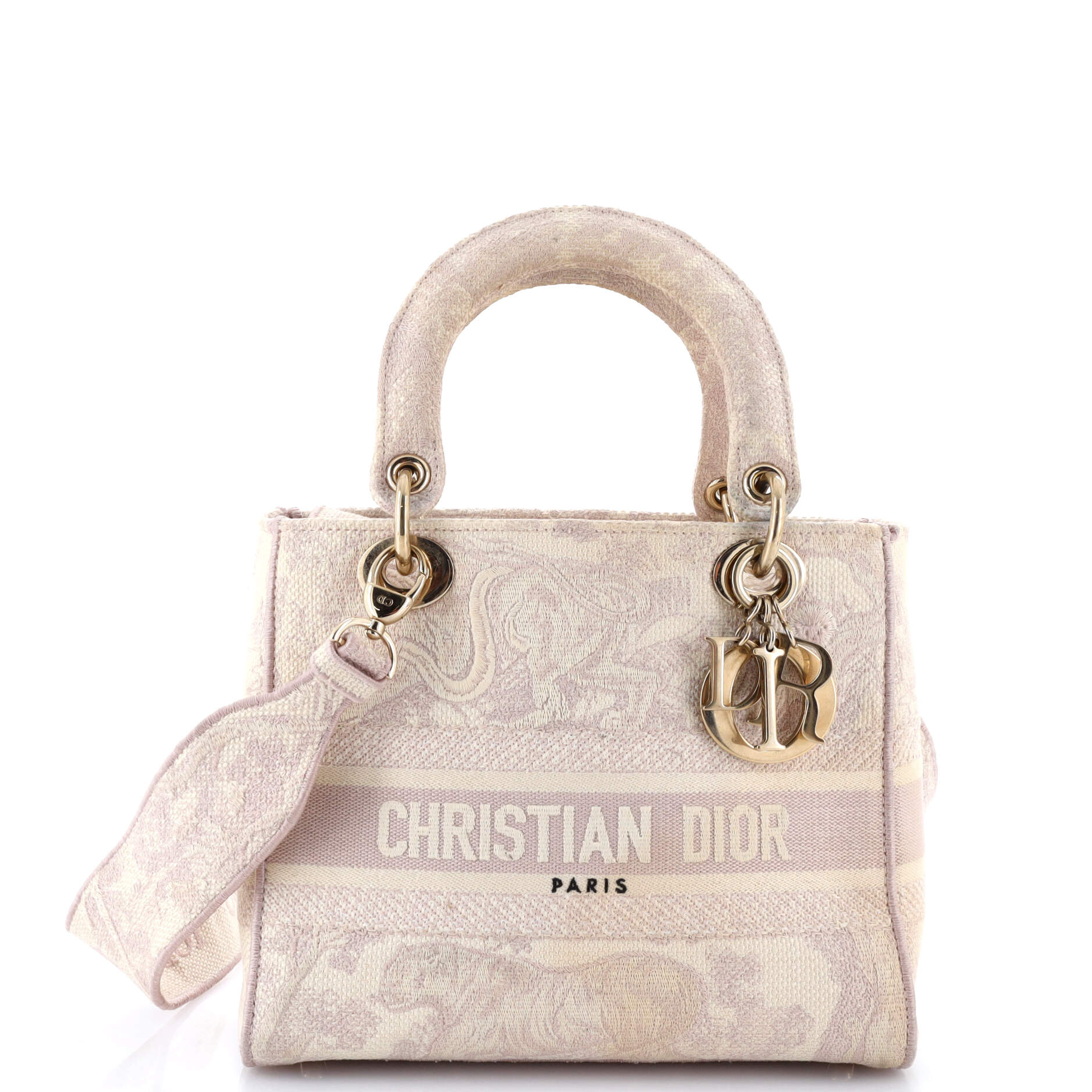 Pre-Loved Christian Dior Toile de Jouy Lady D-Lite Bag Embroidered Canvas