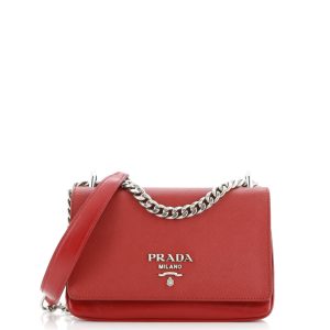 Pre-Loved Prada Chain Flap Crossbody Bag Saffiano and Soft Calf Small