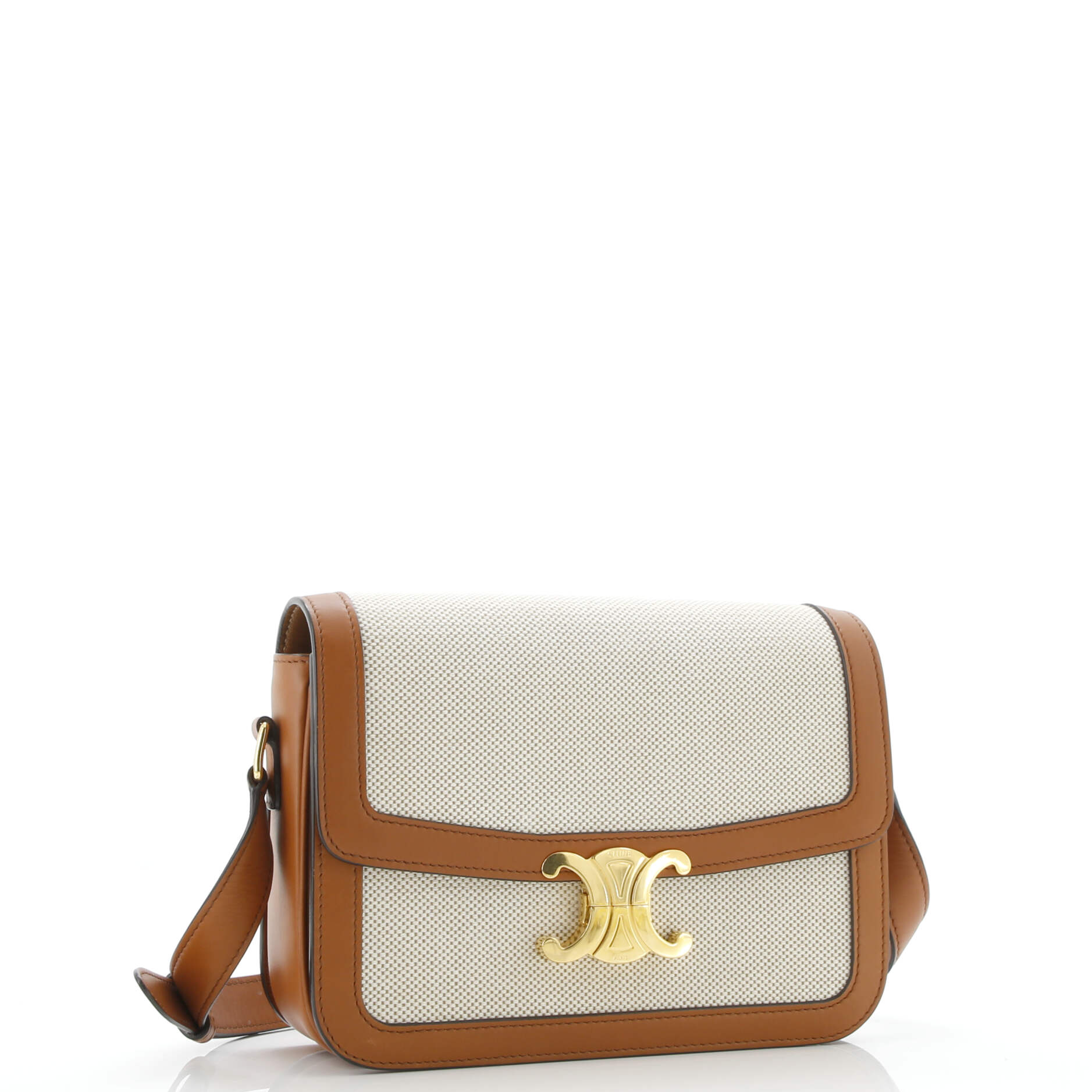 Pre-Loved Celine Triomphe Shoulder Bag Canvas with Leather Medium - Image 4