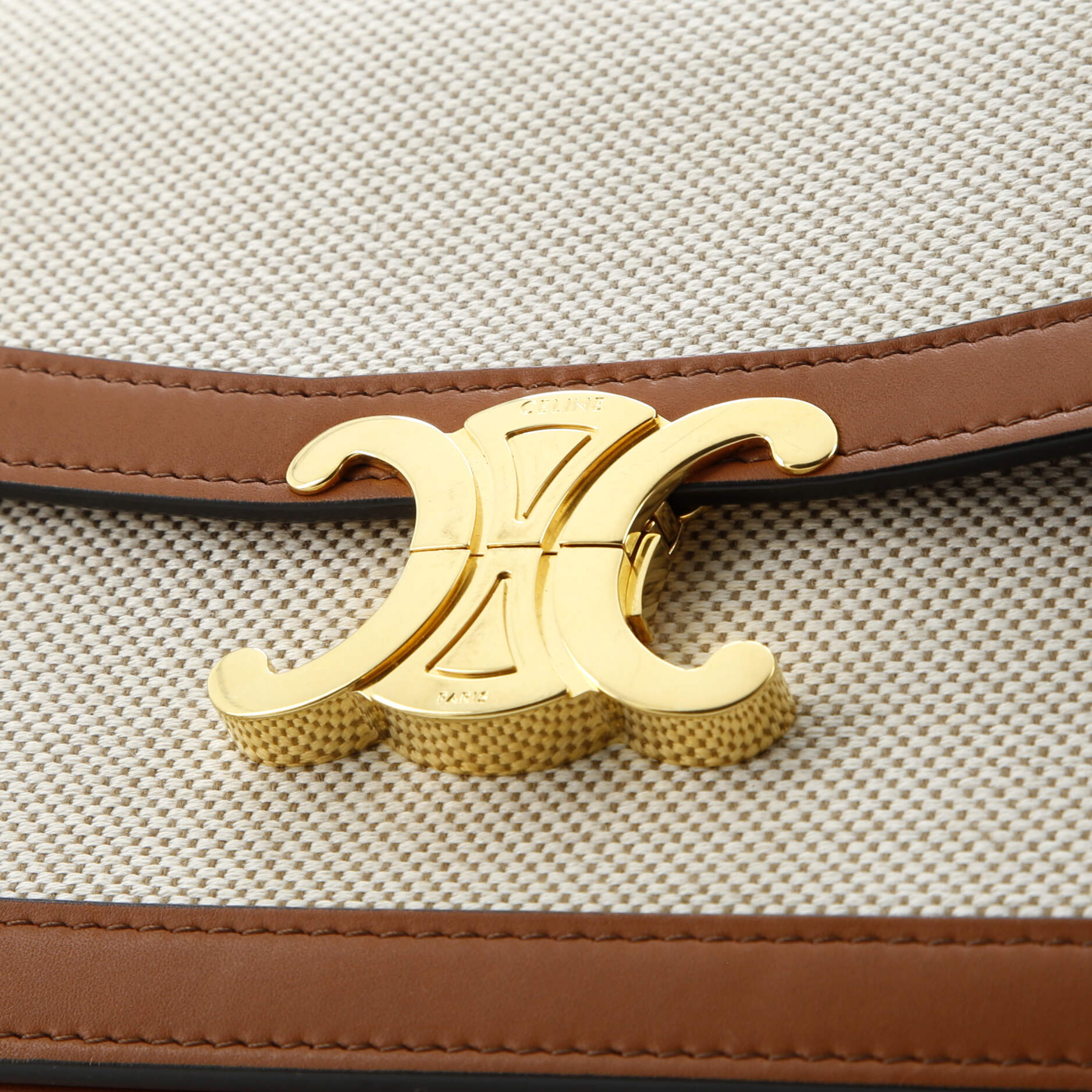 Pre-Loved Celine Triomphe Shoulder Bag Canvas with Leather Medium - Image 12