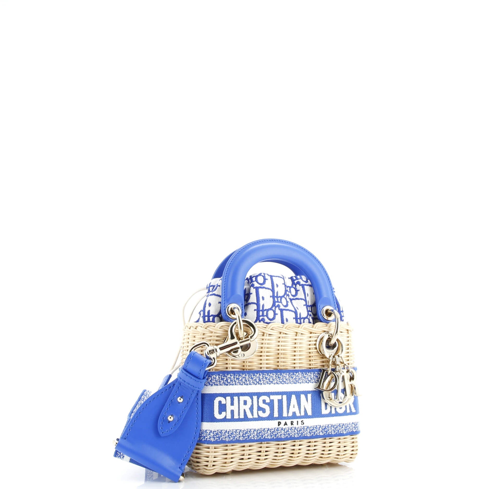 Pre-Loved Christian Dior Lady Dior Bag Wicker and Oblique Canvas Mini - Image 2