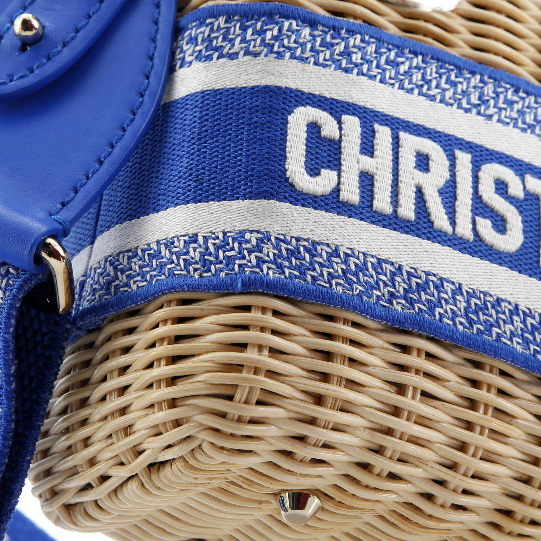 Pre-Loved Christian Dior Lady Dior Bag Wicker and Oblique Canvas Mini - Image 7