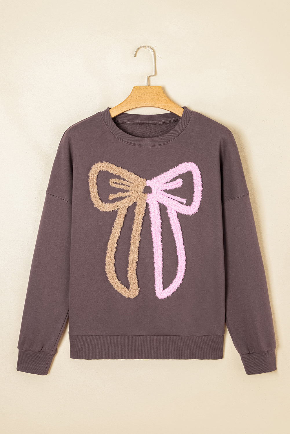 Callie Terry Bow Pattern Drop Shoulder Sweatshirt by Threaded Pear - Image 7