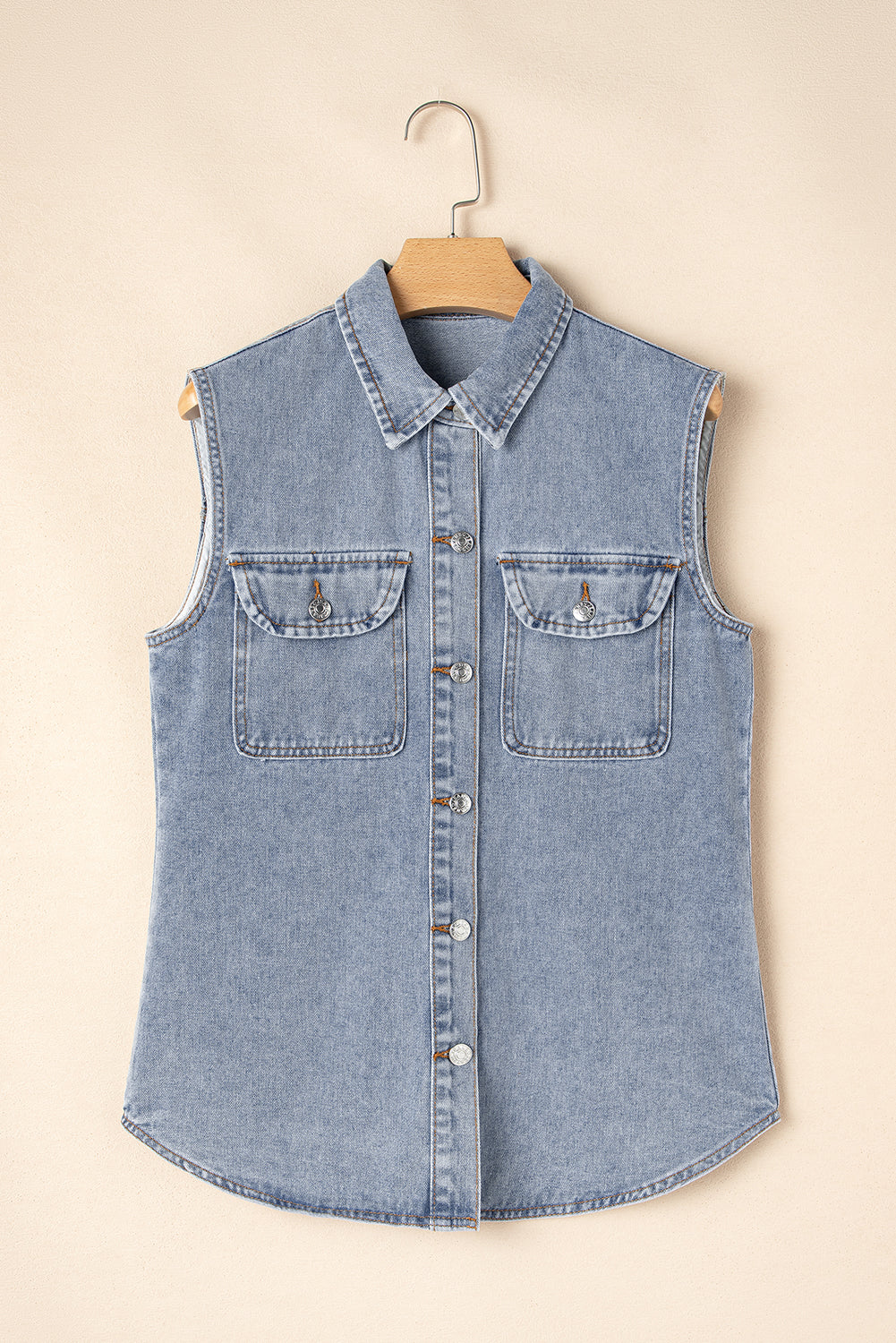 Miller Denim Flap Pocke Vest by Threaded Pear - Image 7