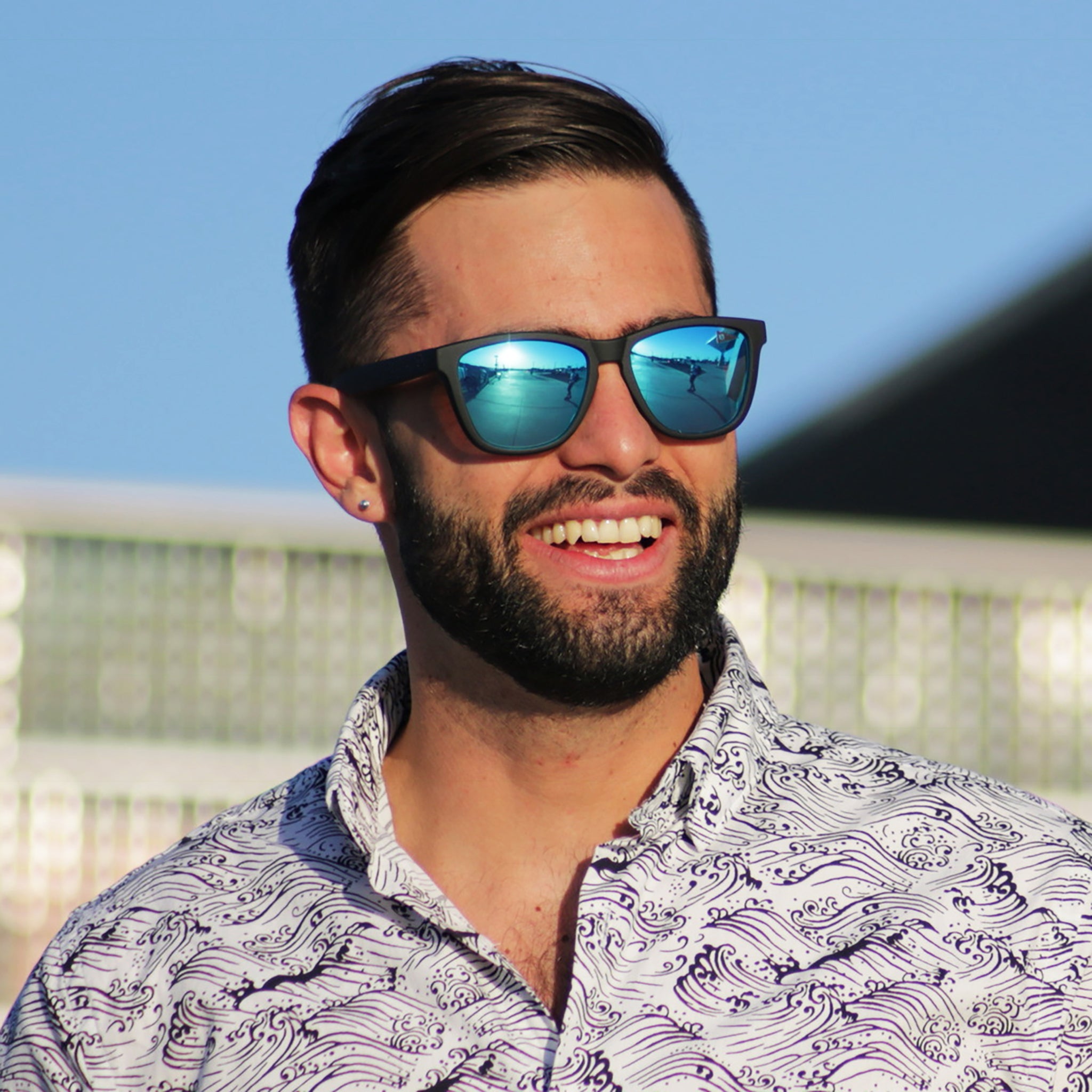 Biscayners Unbreakable Black-Blue Men's Sunglasses - Image 4