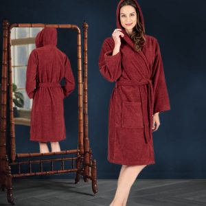 Classic Turkish Towels Nine West Hooded Terry Robe - 100% Turkish Cotton