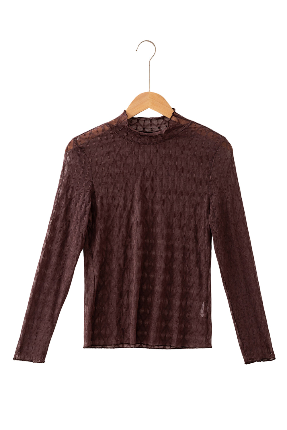 Threaded Pear Ruth Sheer Mesh Patterned Lettuce Trim Top - Image 7