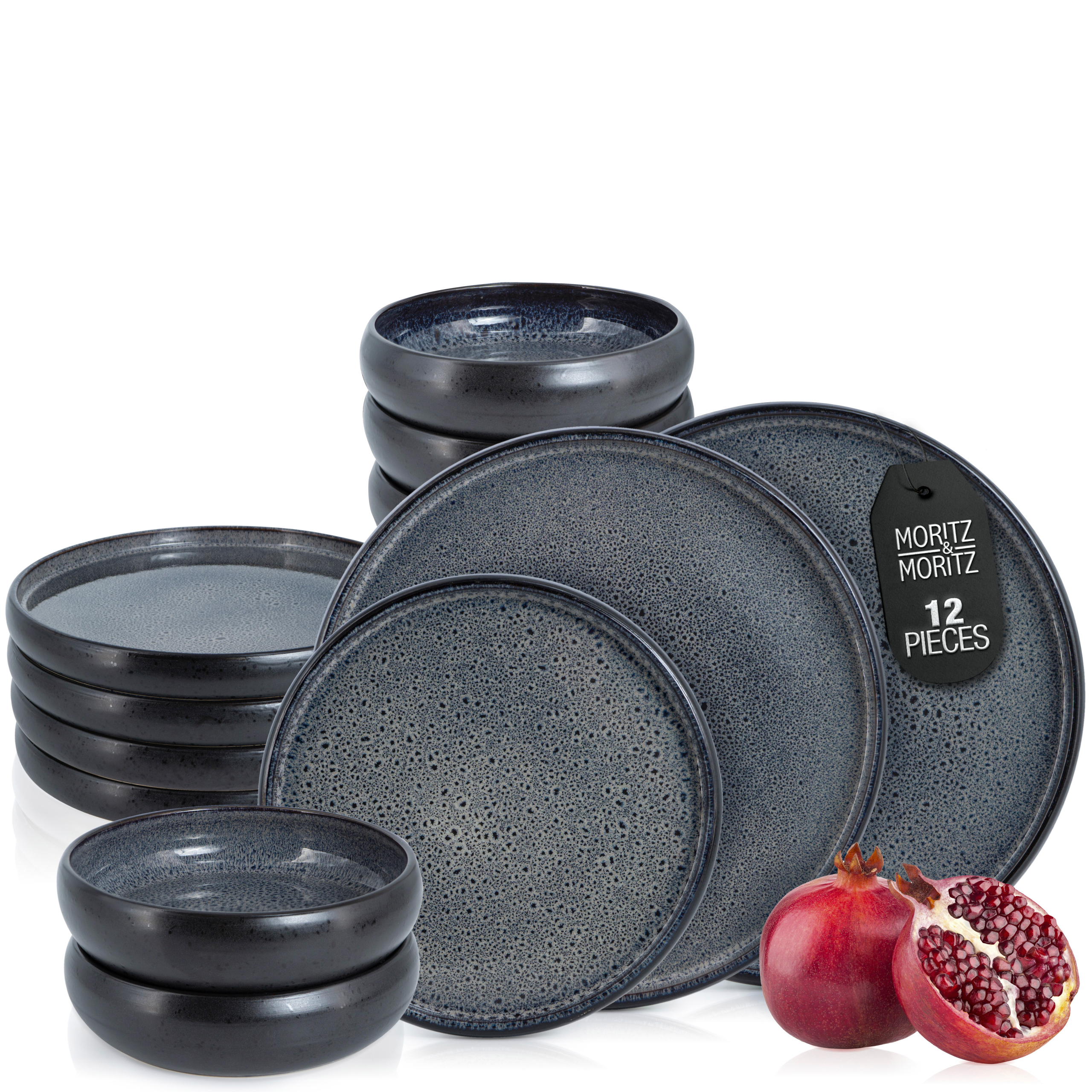 Moritz & Moritz SOLID 12-Piece Stoneware Dinnerware Set