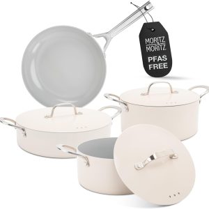Moritz & Moritz 7-Piece Cast Aluminum Cookware Set with Lids
