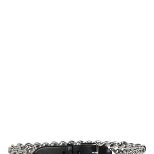Alexander McQueen Women's Chain-Trimmed Leather Belt