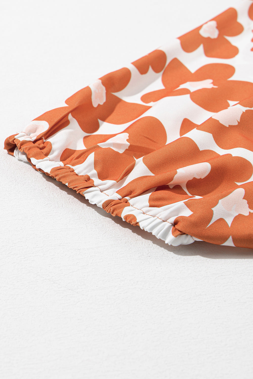 Sky Plus Size Floral Print Drawstring V Neck Short Sleeve Blouse by Threaded Pear - Image 7